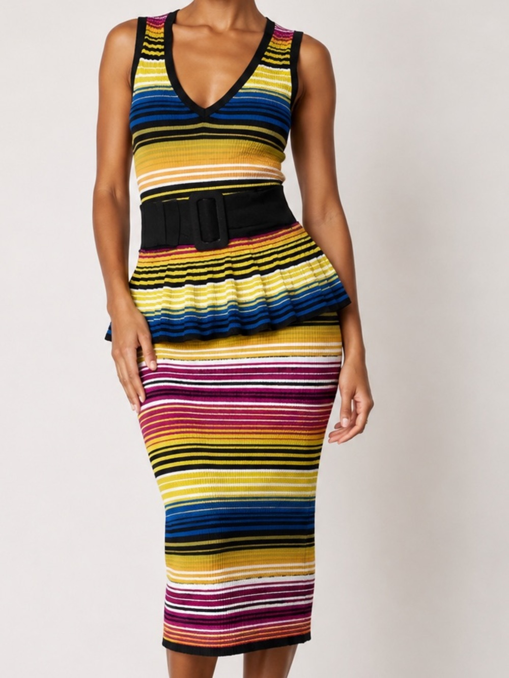 Striped Knit Skirt (Yellow, Blue, Pink) - Kids